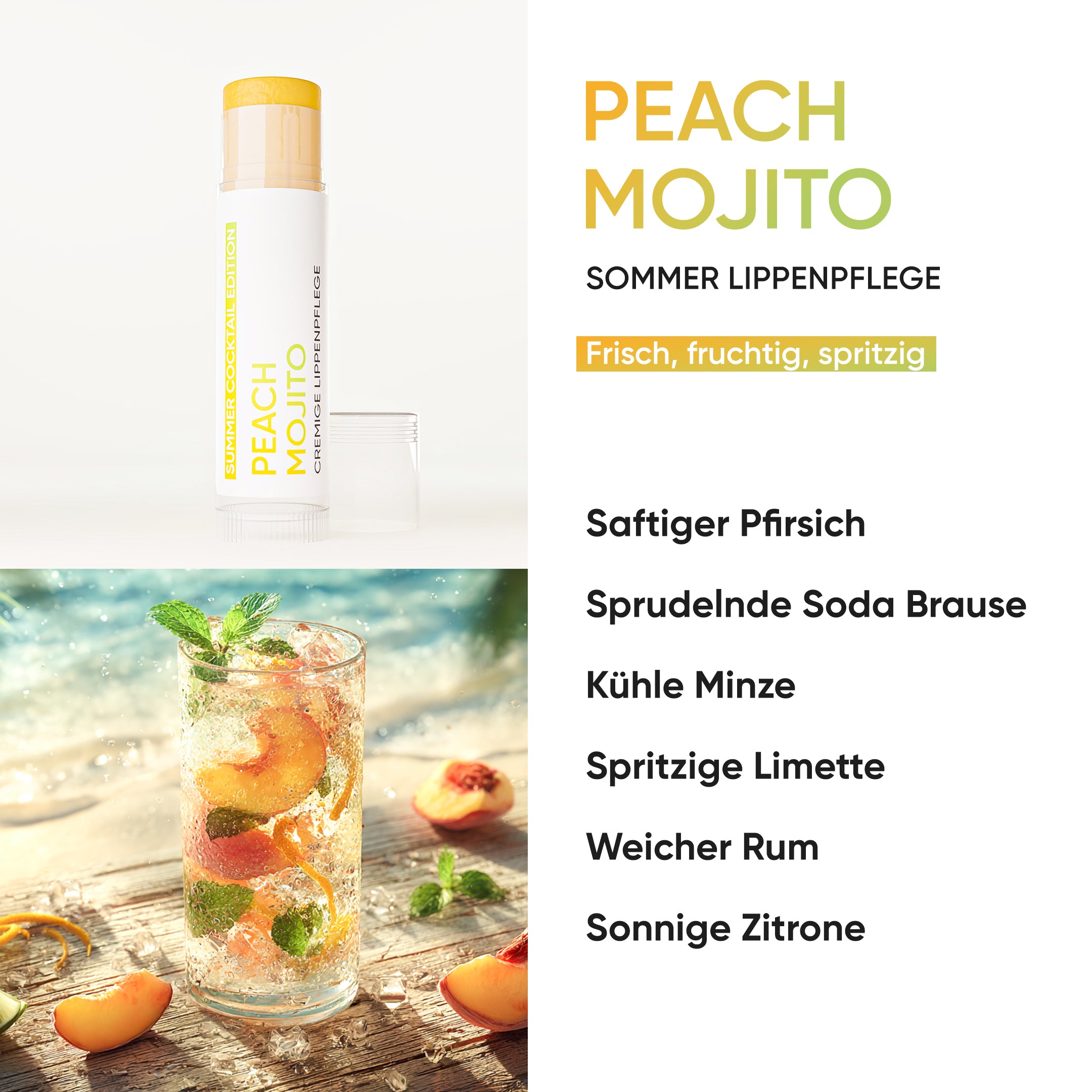 Fruchtige Lippenpflege - Peach Mojito