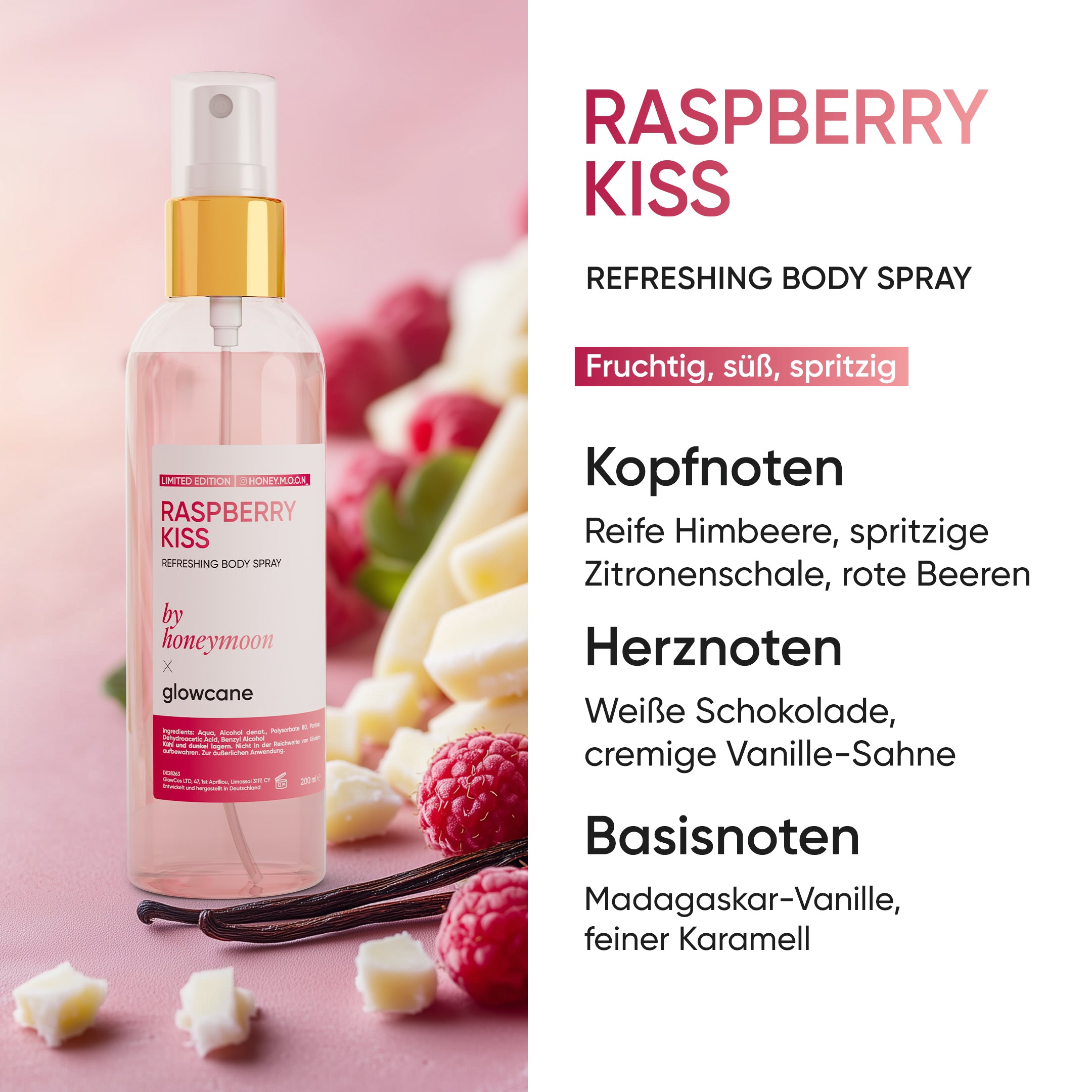 Refreshing Body Spray - Raspberry Kiss by Honeymoon 🐝