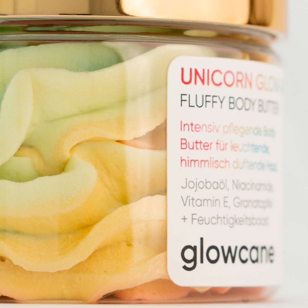 glowcane Unicorn Glow Patrol Fluffy Body Butter Ansicht aus der Nähe